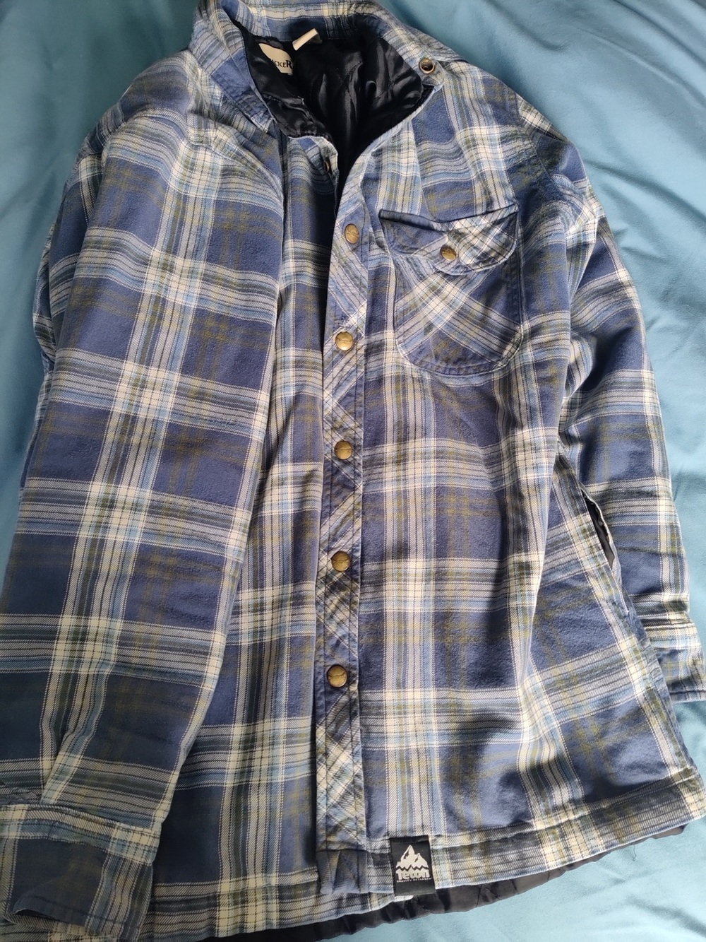 Backpacker Plaid Button-Up Shirt Jacket in Blue